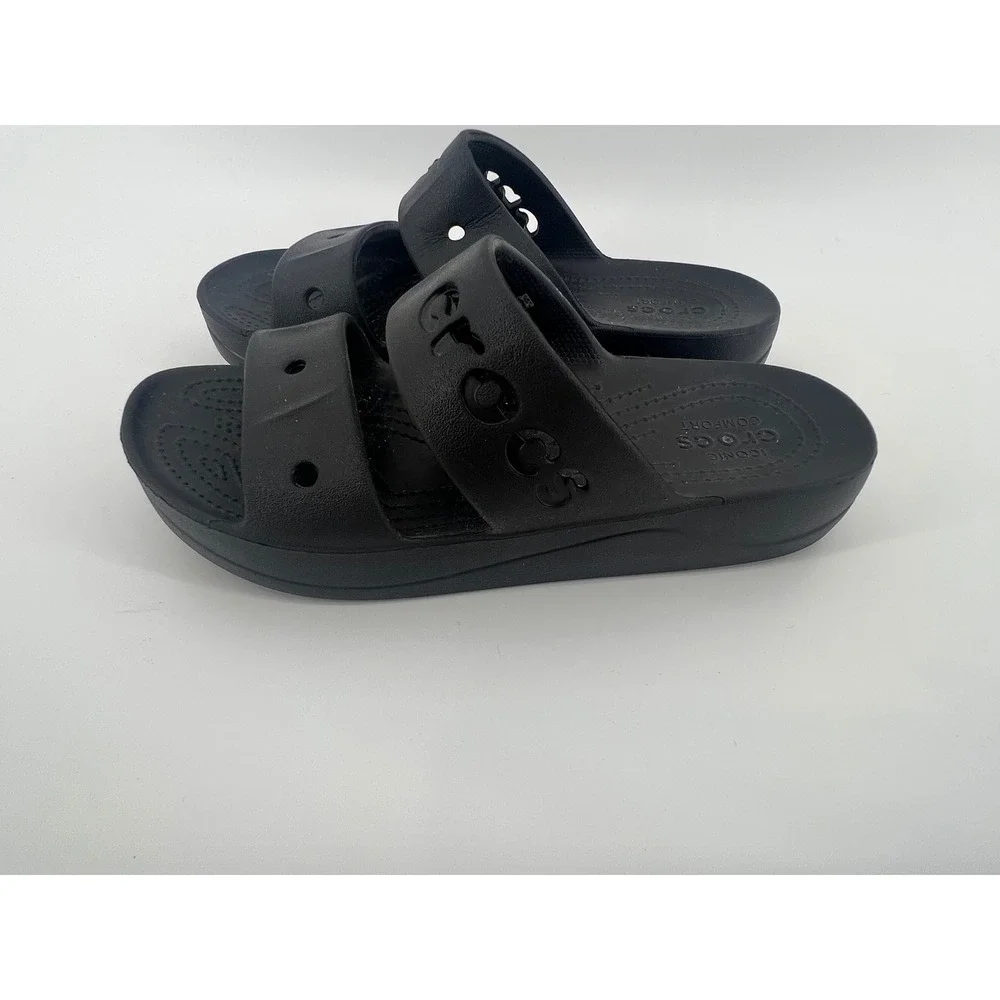 Crocs Classic Sandal Womens 8 Black Two Strap Slide Slip On Comfort